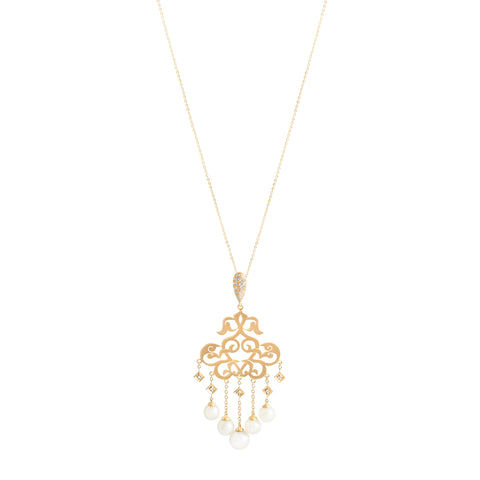 Arabesque Pearl Cascade Necklace